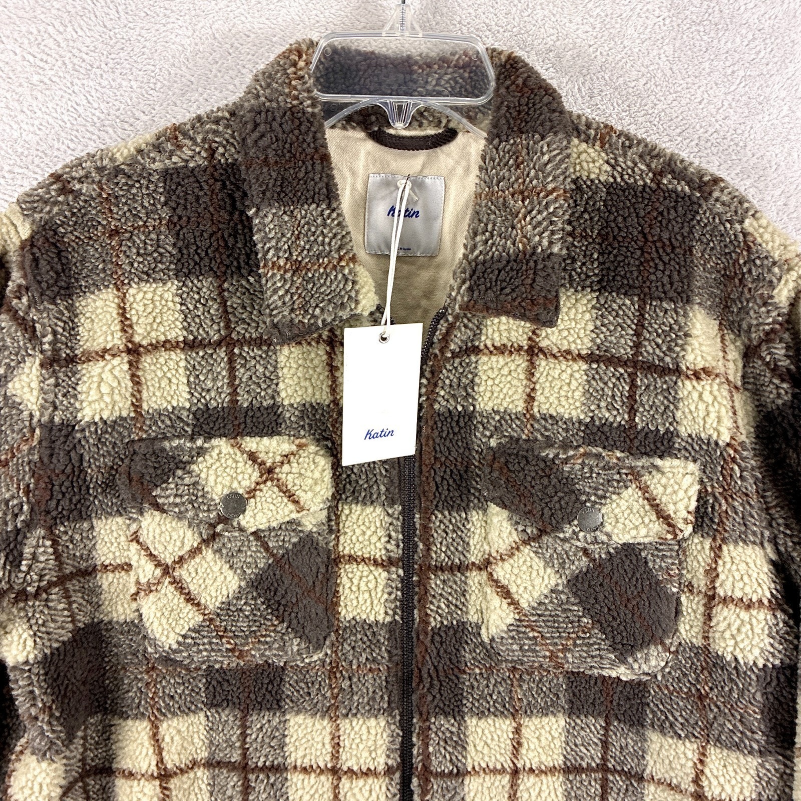 Katin Jacket Mens M Brown Plaid Anderson Sherpa Outdoors Hiking Preppy Huckberry — image 2 of 8